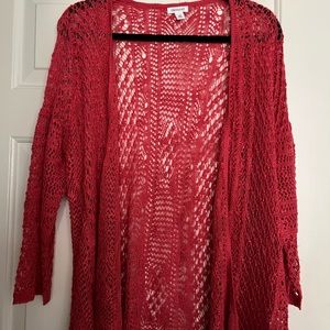 Never worn coral open knit cardigan